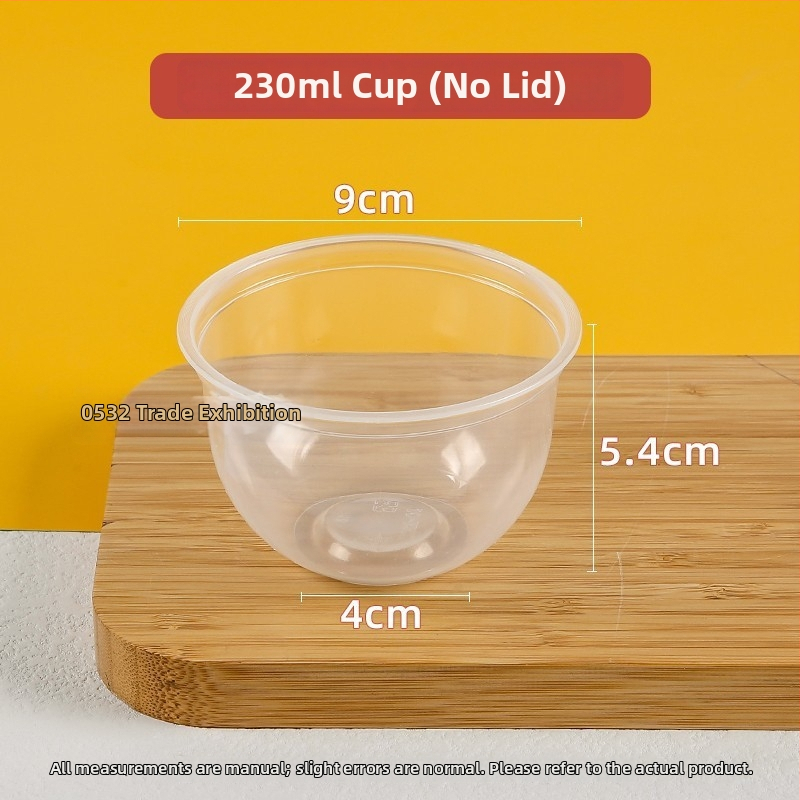 Jednorazový plastový pohár na puding, 300 ml, tvar 90U, vhodný pre mliečny čaj a dezerty