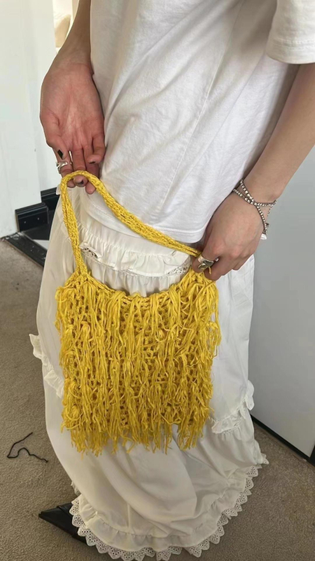 Ženska torba s resicama, ručno tkana, srednje veličine, korejski stil mode
