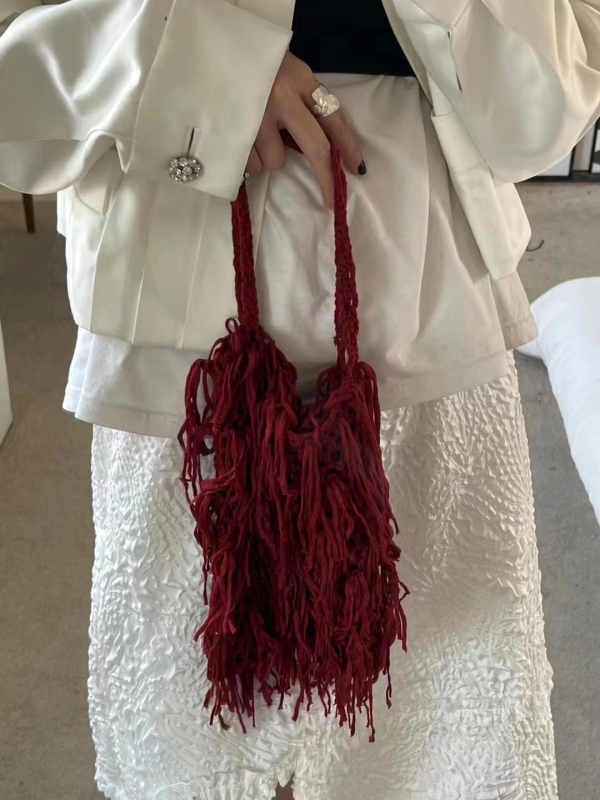 Ženska torba s resicama, ručno tkana, srednje veličine, korejski stil mode