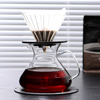 Set de cafea turnată manual, cu carafă din sticlă cu talie S și set de filtre V60