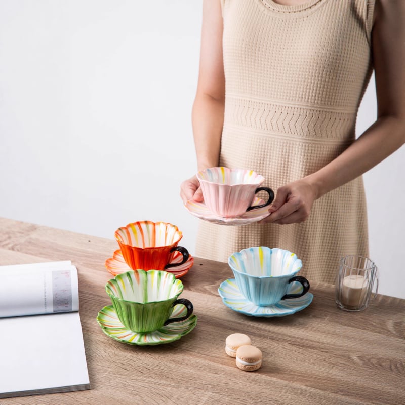 Set de căni ceramice pentru cafea latte, cu design elegant pentru femei