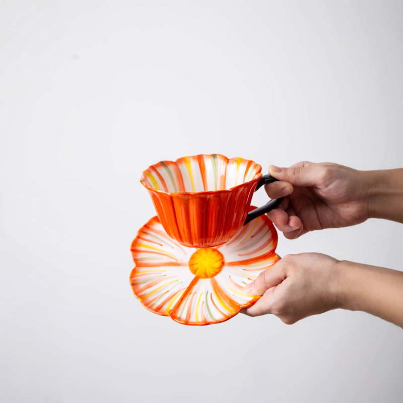 Set de căni ceramice pentru cafea latte, cu design elegant pentru femei