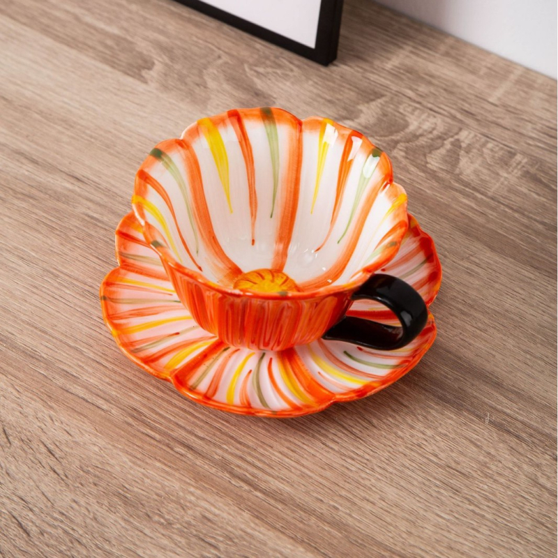 Set de căni ceramice pentru cafea latte, cu design elegant pentru femei