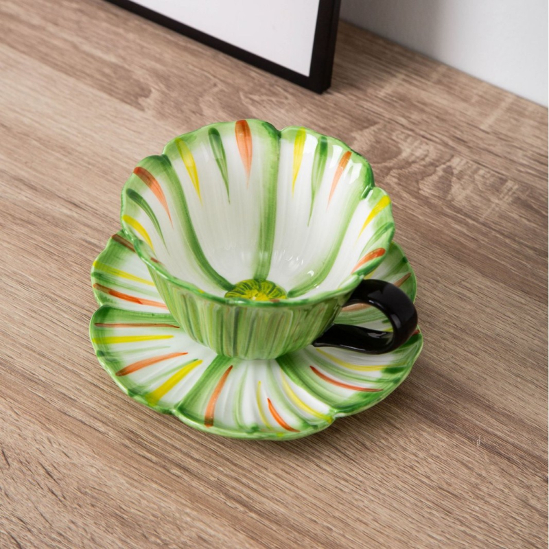 Set de căni ceramice pentru cafea latte, cu design elegant pentru femei