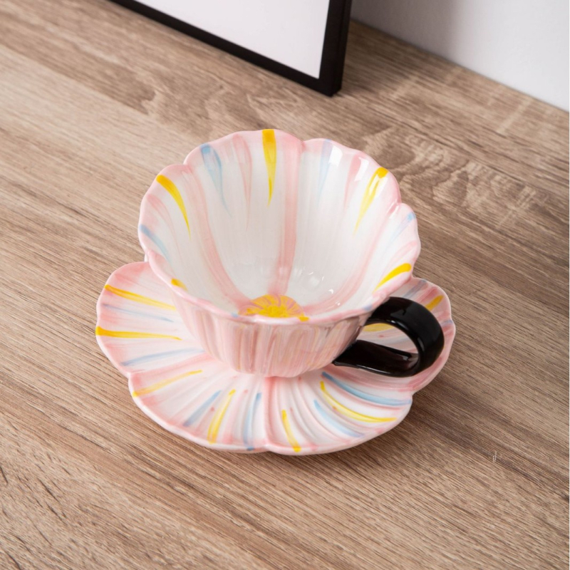 Set de căni ceramice pentru cafea latte, cu design elegant pentru femei