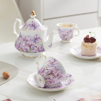 Set cafea din porțelan cu os și farfurioară, ceașcă de ceai de după-amiază delicată, ceramică vintage, stil retro ușor luxos