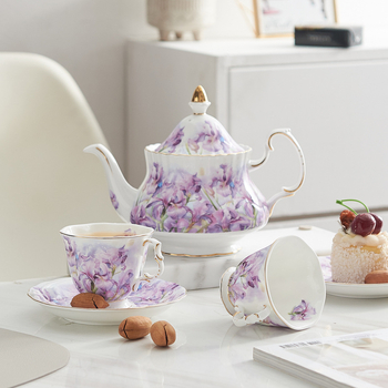 Set cafea din porțelan cu os și farfurioară, ceașcă de ceai de după-amiază delicată, ceramică vintage, stil retro ușor luxos