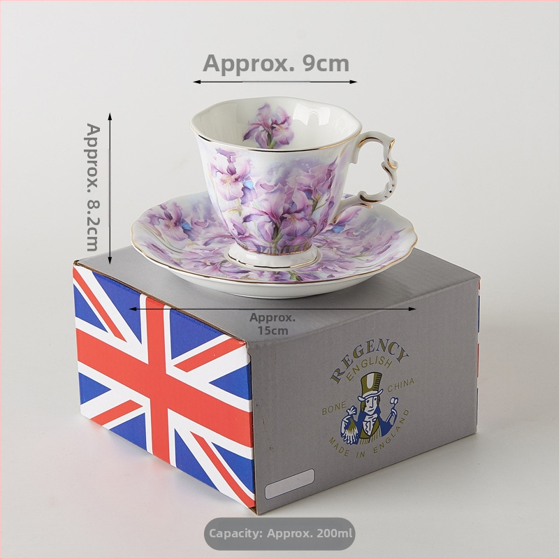 Set cafea din porțelan cu os și farfurioară, ceașcă de ceai de după-amiază delicată, ceramică vintage, stil retro ușor luxos