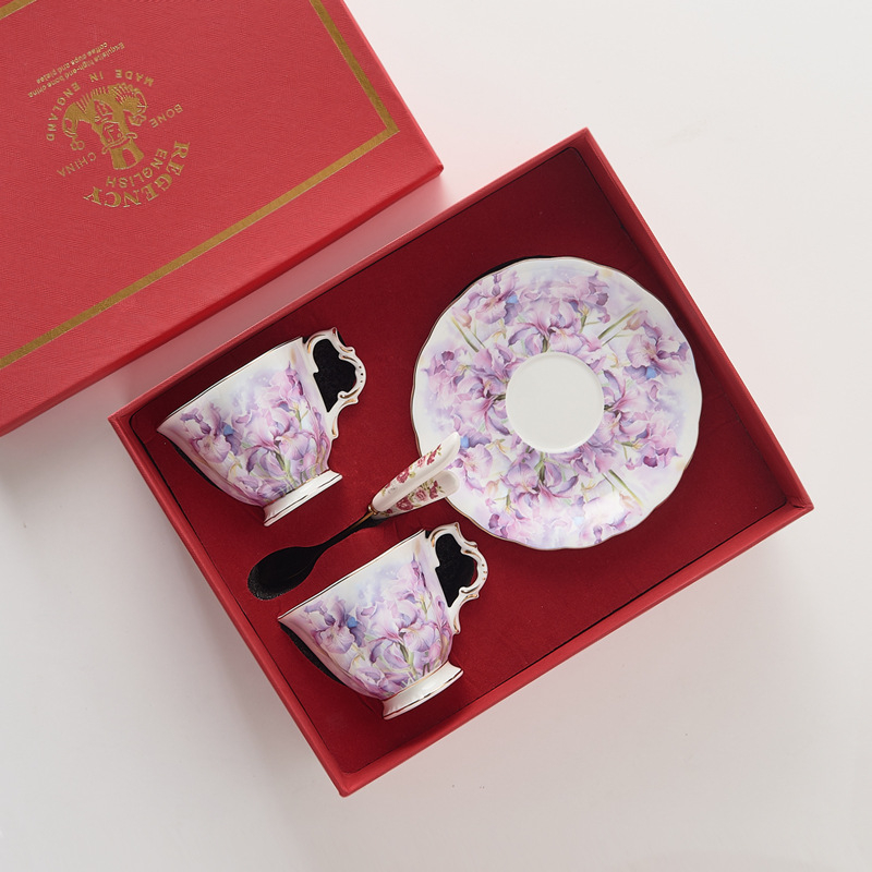 Set cafea din porțelan cu os și farfurioară, ceașcă de ceai de după-amiază delicată, ceramică vintage, stil retro ușor luxos