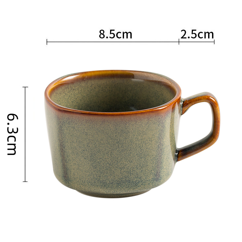 Set de cești de cafea din porțelan cu glazură caramel, stil japonez, cești și farfurie pentru Americano, Cappuccino cu latte art
