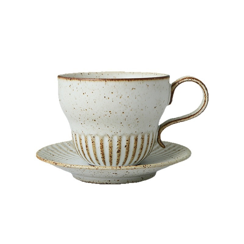 Set de cești de cafea din ceramică cu farfurioare, stil retro, glazură japoneză de cuptor