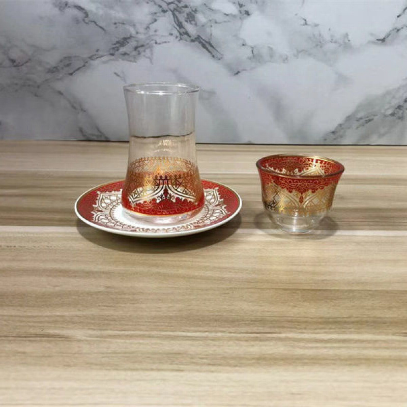 Set de cești din sticlă pentru ceai, în stil european retro, cu motive de palat turcesc, inspirat de prințesă, ceai exotic pentru după-amiază