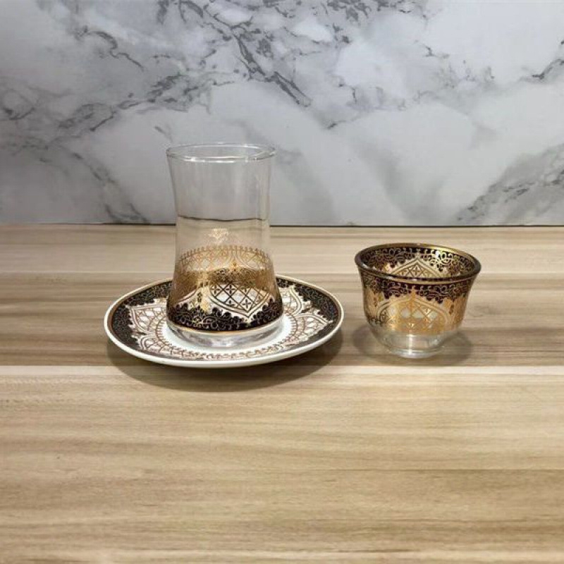 Set de cești din sticlă pentru ceai, în stil european retro, cu motive de palat turcesc, inspirat de prințesă, ceai exotic pentru după-amiază