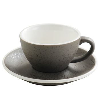 Set creativ de cești și farfurioare pentru cafea, cu cești mari de tip american și cești în stil european pentru cappuccino/latte, cu logo