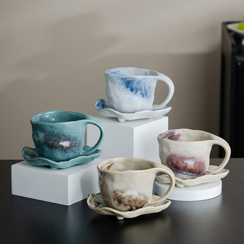 Set de cești de cafea cu fluture, latte art, cești pentru ceai de după-amiază, cadou suvenir, ceramică de înaltă calitate.