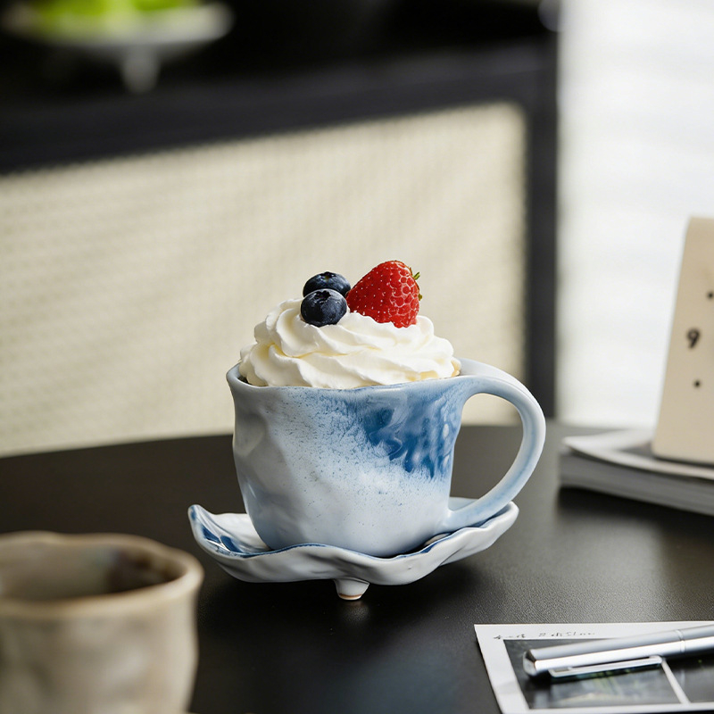 Set de cești de cafea cu fluture, latte art, cești pentru ceai de după-amiază, cadou suvenir, ceramică de înaltă calitate.