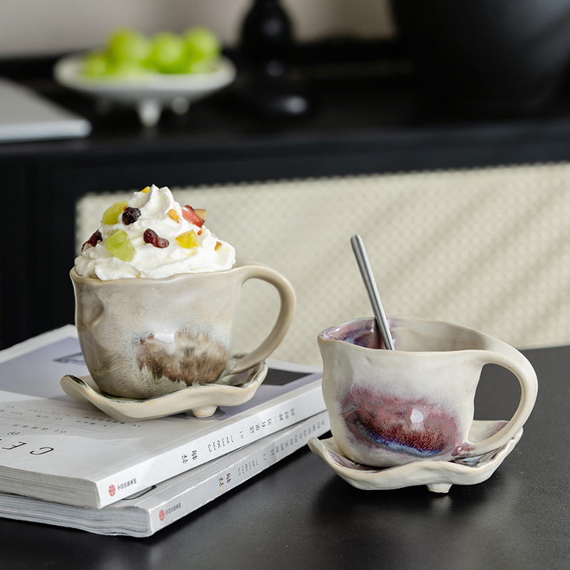 Set de cești de cafea cu fluture, latte art, cești pentru ceai de după-amiază, cadou suvenir, ceramică de înaltă calitate.