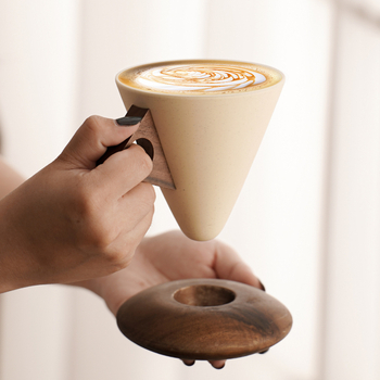 Set de cești de cafea și farfurioară din porțelan Terracotta Ivory White, stil retro, pentru uz casnic și comercial