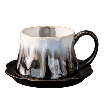 Set de cești de cafea și farfurioară în stil retro ușor luxos, glazură ceramică, pentru uz casnic, ceașcă latte art