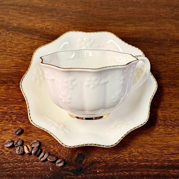 Set de cești și farfurioare pictate manual cu aur, ceașcă ceramică pentru cafea și farfurioară, ceașcă latte în stil european