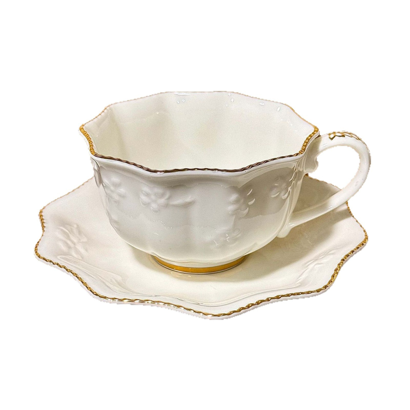 Set de cești și farfurioare pictate manual cu aur, ceașcă ceramică pentru cafea și farfurioară, ceașcă latte în stil european