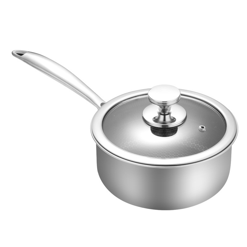 Oală de lapte din oțel inoxidabil 316 pentru alimentația bebelușilor, oală individuală pentru abur și oală mică pentru supă cu capac transparent