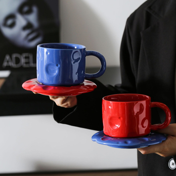 Set de cești și farfurioare pentru cafea, stil nordic, căni latte de înaltă calitate pentru mic dejun acasă și ceai de după-amiază