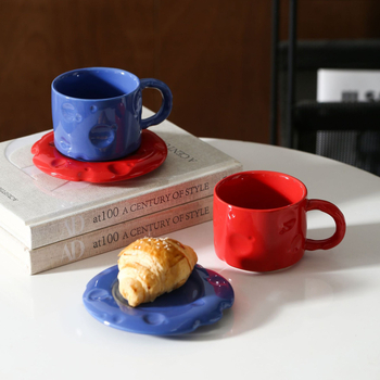 Set de cești și farfurioare pentru cafea, stil nordic, căni latte de înaltă calitate pentru mic dejun acasă și ceai de după-amiază