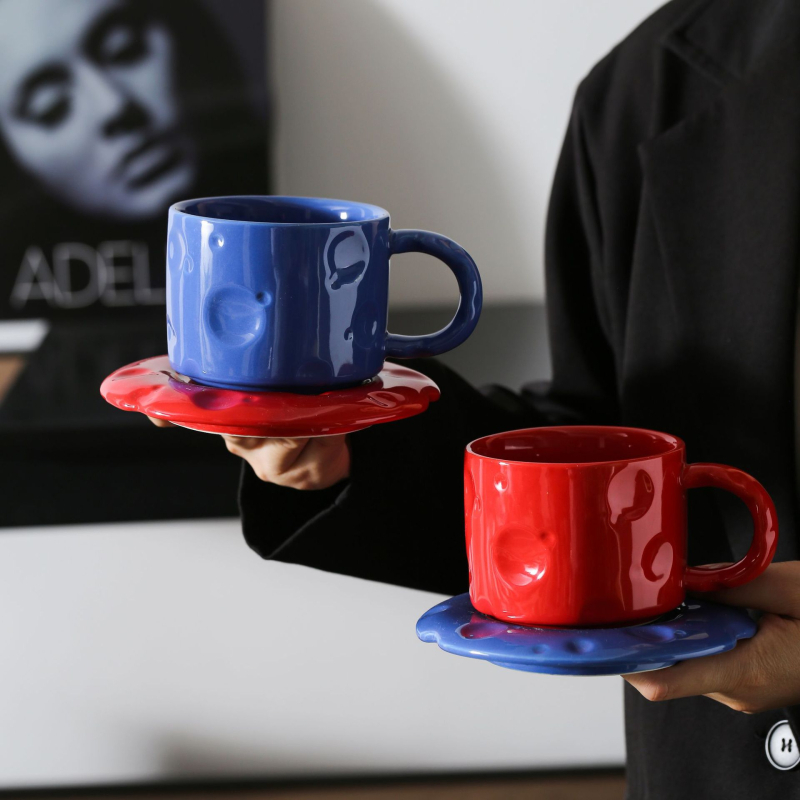 Set de cești și farfurioare pentru cafea, stil nordic, căni latte de înaltă calitate pentru mic dejun acasă și ceai de după-amiază