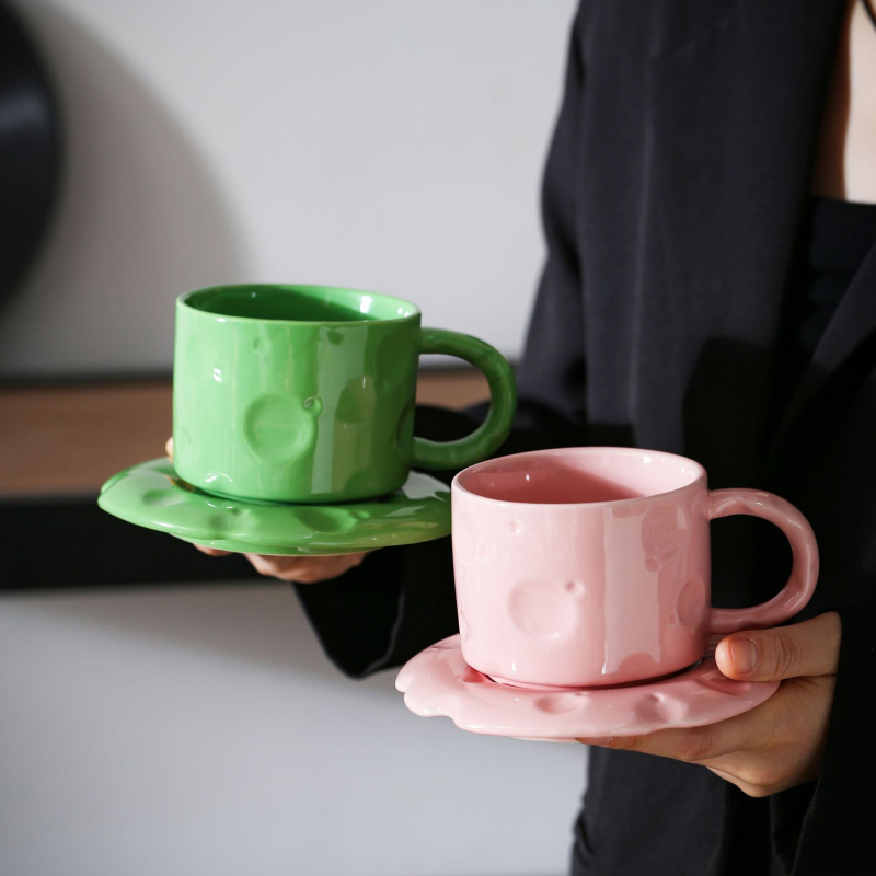 Set de cești și farfurioare pentru cafea, stil nordic, căni latte de înaltă calitate pentru mic dejun acasă și ceai de după-amiază