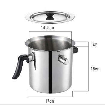 Recipient din oțel inoxidabil pentru încălzirea laptelui și cafelei, antiaderent, fără vărsare, cu fund din trei straturi, capac din oțel inoxidabil 304, dimensiuni 21 × 12 × 18 cm