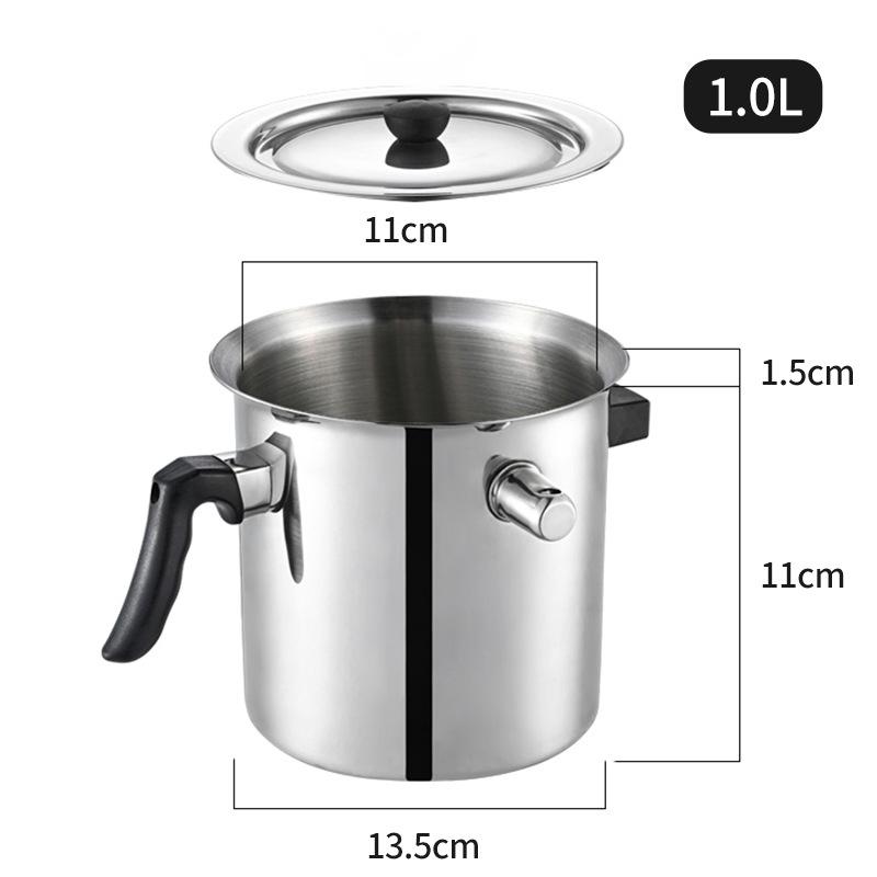 Recipient din oțel inoxidabil pentru încălzirea laptelui și cafelei, antiaderent, fără vărsare, cu fund din trei straturi, capac din oțel inoxidabil 304, dimensiuni 21 × 12 × 18 cm