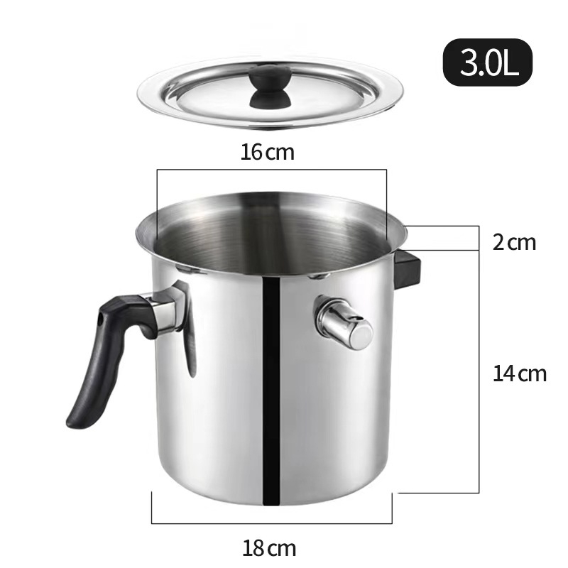 Recipient din oțel inoxidabil pentru încălzirea laptelui și cafelei, antiaderent, fără vărsare, cu fund din trei straturi, capac din oțel inoxidabil 304, dimensiuni 21 × 12 × 18 cm