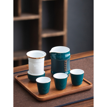 Set de ceai ceramic de călătorie: o ceainică și trei cești, stil minimalist chinezesc, cadou elegant pentru casă