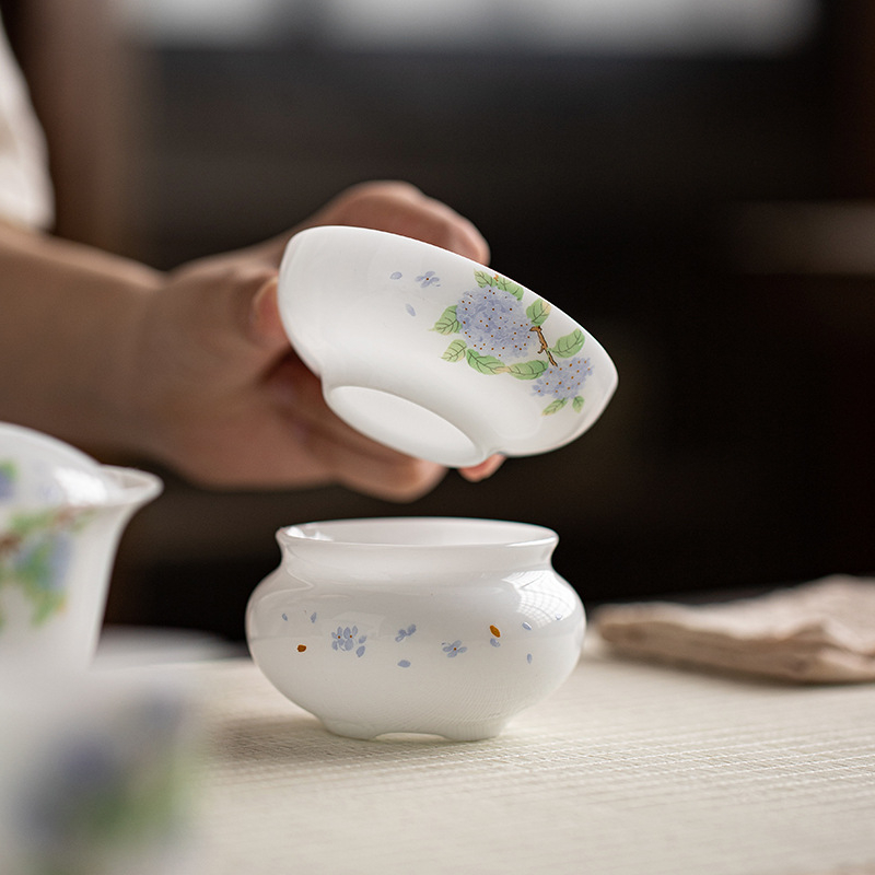 Set ceai din porțelan în stil chinezesc – ceainic cu capac și cești, în cutie cadou, pentru birou și casă