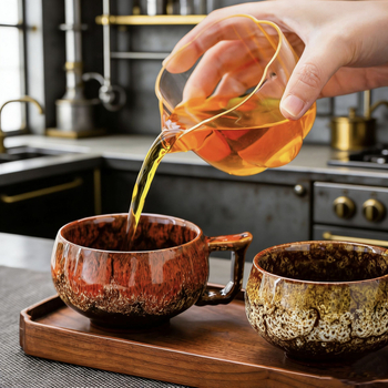 Set de cești de cafea din ceramică cu farfuriu, capacitate mică, stil japonez, lucrate manual