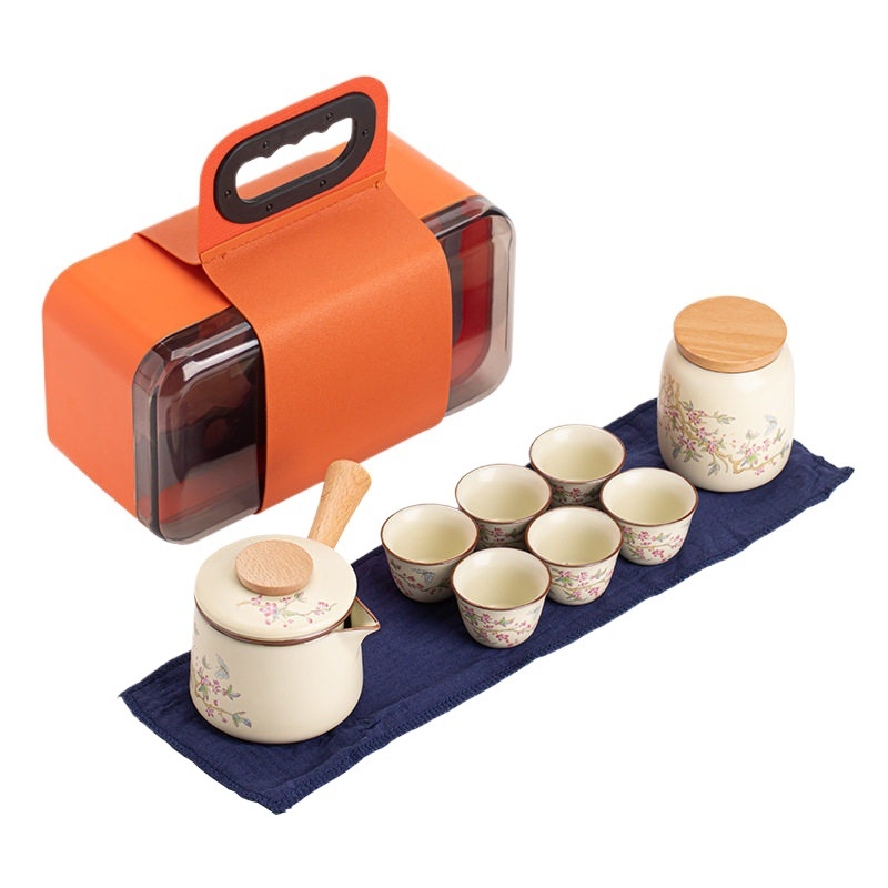 Set de ceai Ru Kiln pentru călătorii – ceainic și ceașcă portabile pentru camping, Gongfu