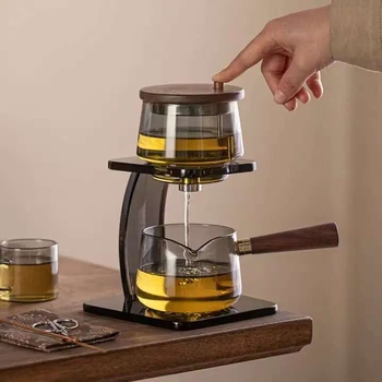 Set de ceai din sticlă, automat, filtrare cu un singur clic, ceainic de lux pentru preparare facilă (6 porții)