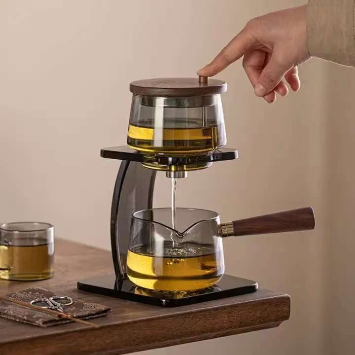 Set de ceai din sticlă, automat, filtrare cu un singur clic, ceainic de lux pentru preparare facilă (6 porții)