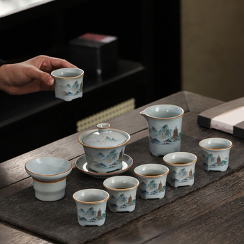 Set ceramic de ceai cu capac, design minimalist, lux, cadou corporativ pentru 6 persoane
