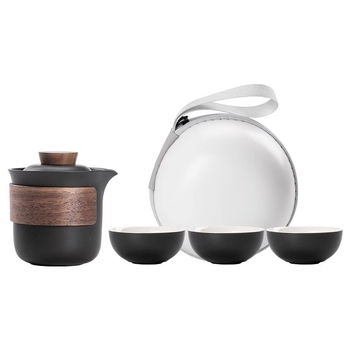 Set de ceai portabil pentru călătorii, ceainic ceramic compact pentru camping în aer liber