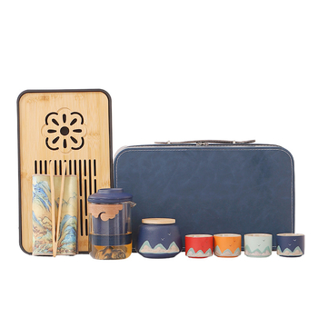 Set de ceai ceramic pentru călătorii, cu logo personalizat — cutie cadou, potrivit pentru cadouri corporatiste și pentru clienți.