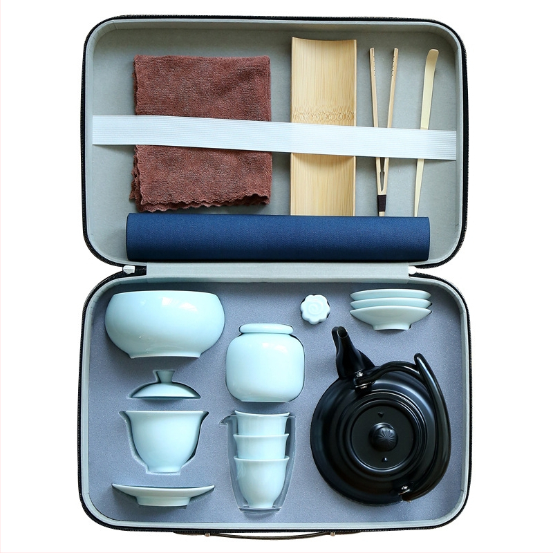 Set Gongfu de ceai din porțelan alb Dehua — gaiwan pentru casă și călătorii
