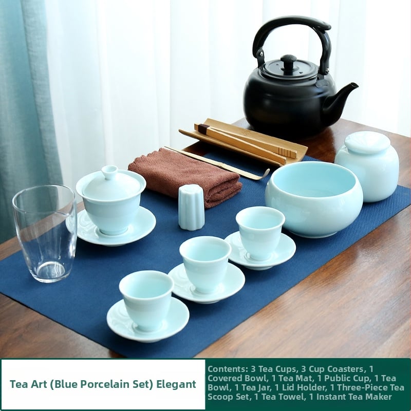 Set Gongfu de ceai din porțelan alb Dehua — gaiwan pentru casă și călătorii