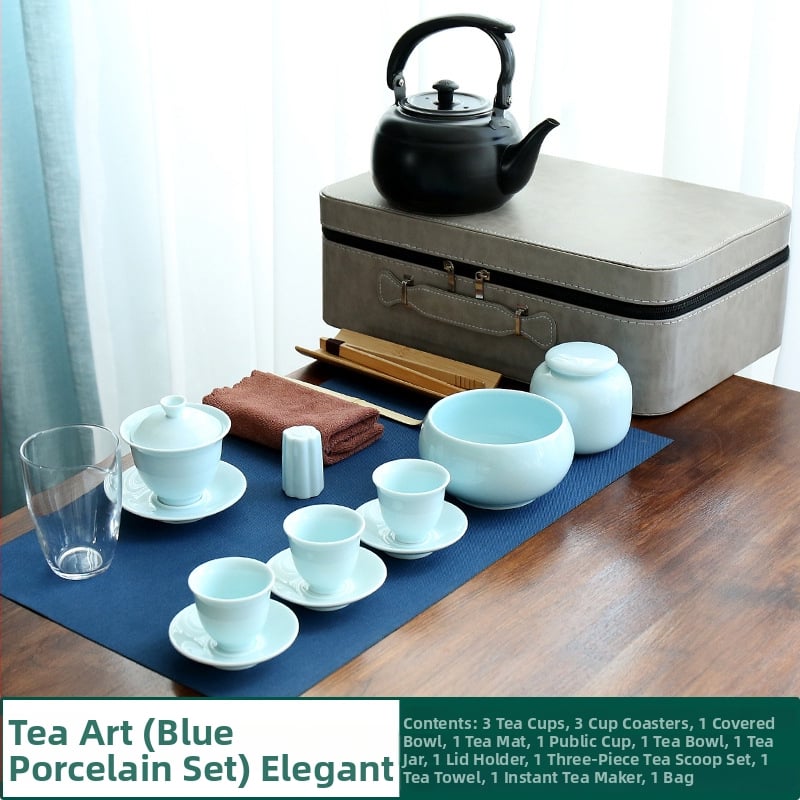 Set Gongfu de ceai din porțelan alb Dehua — gaiwan pentru casă și călătorii