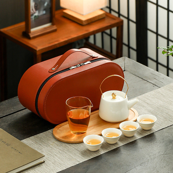 Set portabil de ceai ceramic pentru călătorii – kit compact pentru mașină, cadou de afaceri