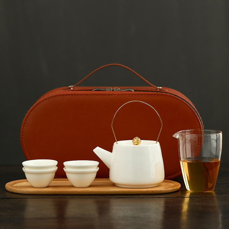Set portabil de ceai ceramic pentru călătorii – kit compact pentru mașină, cadou de afaceri