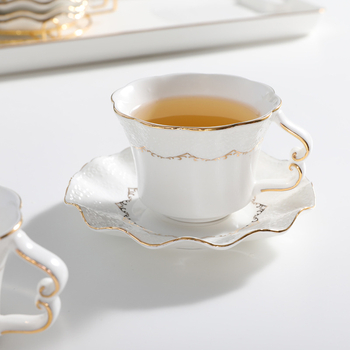 Set ceai stil european cu model floral, încălzire cu lumânare, ceainic din sticlă elegant, cești ceramice și tavă de ceai pentru șase persoane – ceai de după-amiază