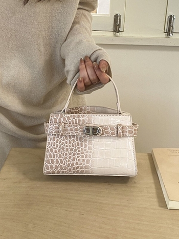 Ženska Kelly torba s krokodilskim uzorom u blok bojama, gradientni luksuzni dizajn, za rame i crossbody