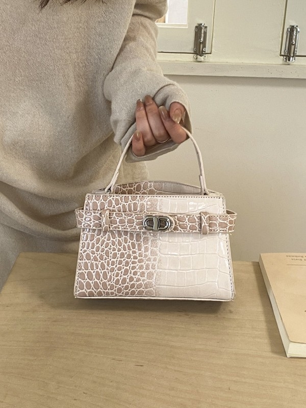 Ženska Kelly torba s krokodilskim uzorom u blok bojama, gradientni luksuzni dizajn, za rame i crossbody